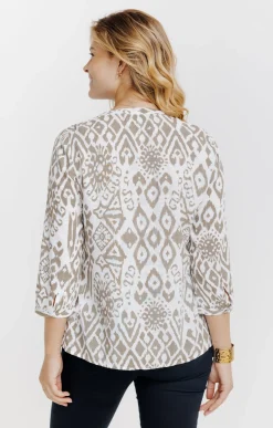 Chemisiers<Armand Thiery Blouse imprimée avec détails galon - Kakiclair