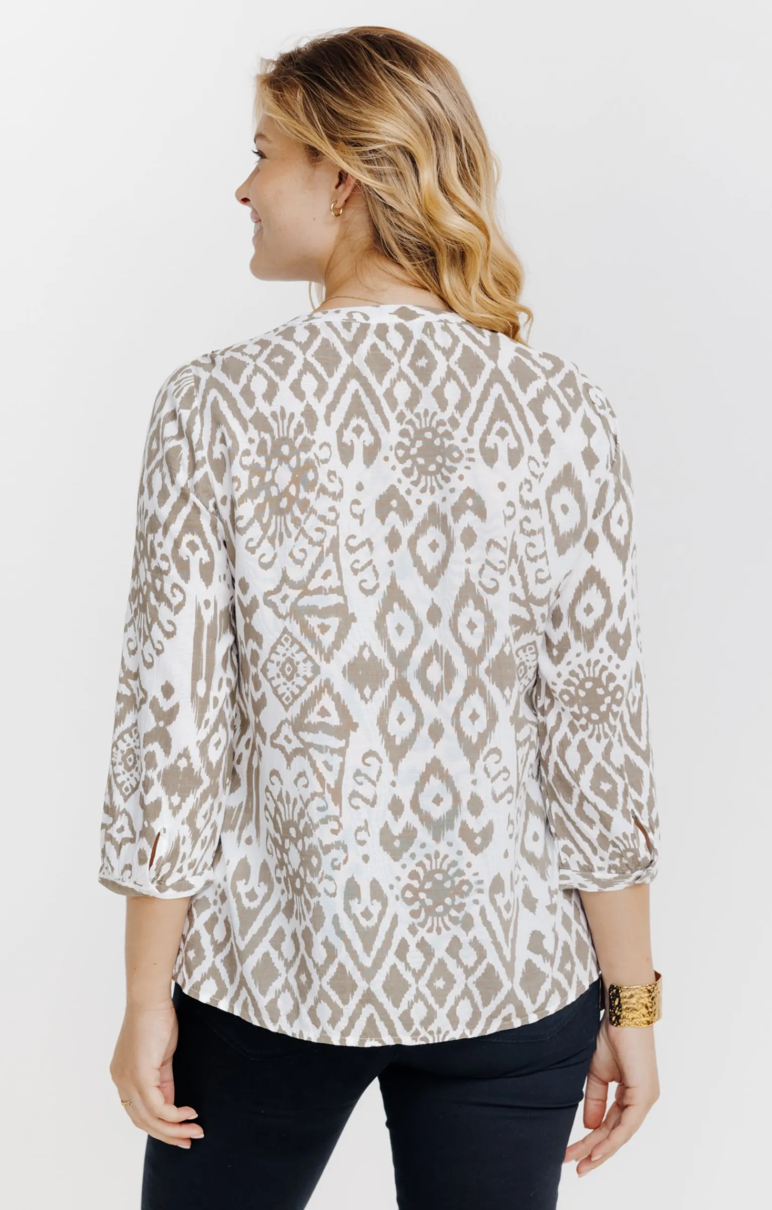 Chemisiers<Armand Thiery Blouse imprimée avec détails galon - Kakiclair