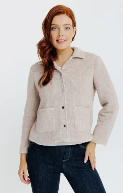 Vestes<Armand Thiery BLOUSON EN MAILLE CHINE - Beige
