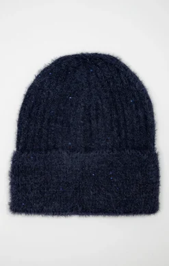 Accessoires<Armand Thiery Bonnet uni avec fils métalliques sequins - Marine