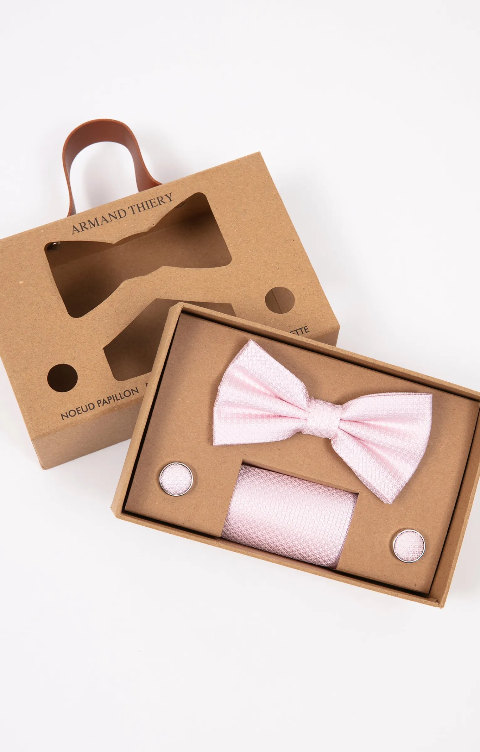 Cravates<Armand Thiery Box 1 noeud, 1 pochette, 2 boutons - Rose