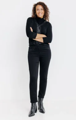 Pulls & Cardigans<Armand Thiery CARDIGAN BANDE FANTAISIE - Noir
