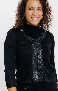 Pulls & Cardigans<Armand Thiery CARDIGAN BANDE FANTAISIE - Noir