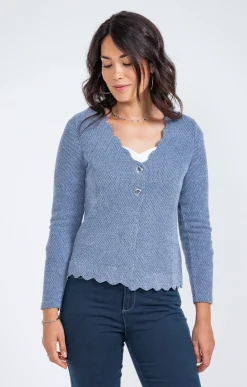 Pulls & Cardigans<Armand Thiery Cardigan festonné - Indigo