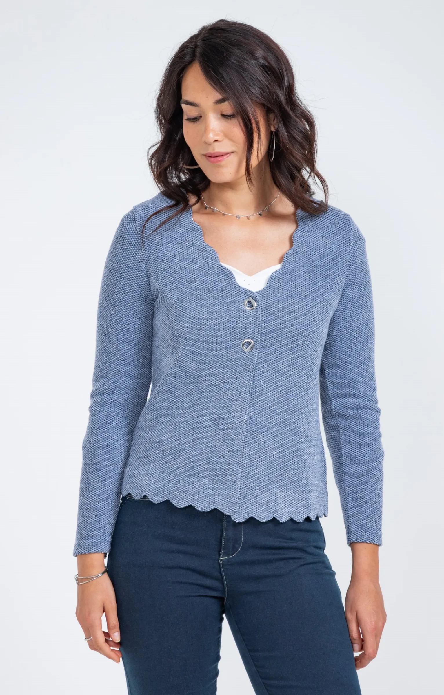 Pulls & Cardigans<Armand Thiery Cardigan festonné - Indigo