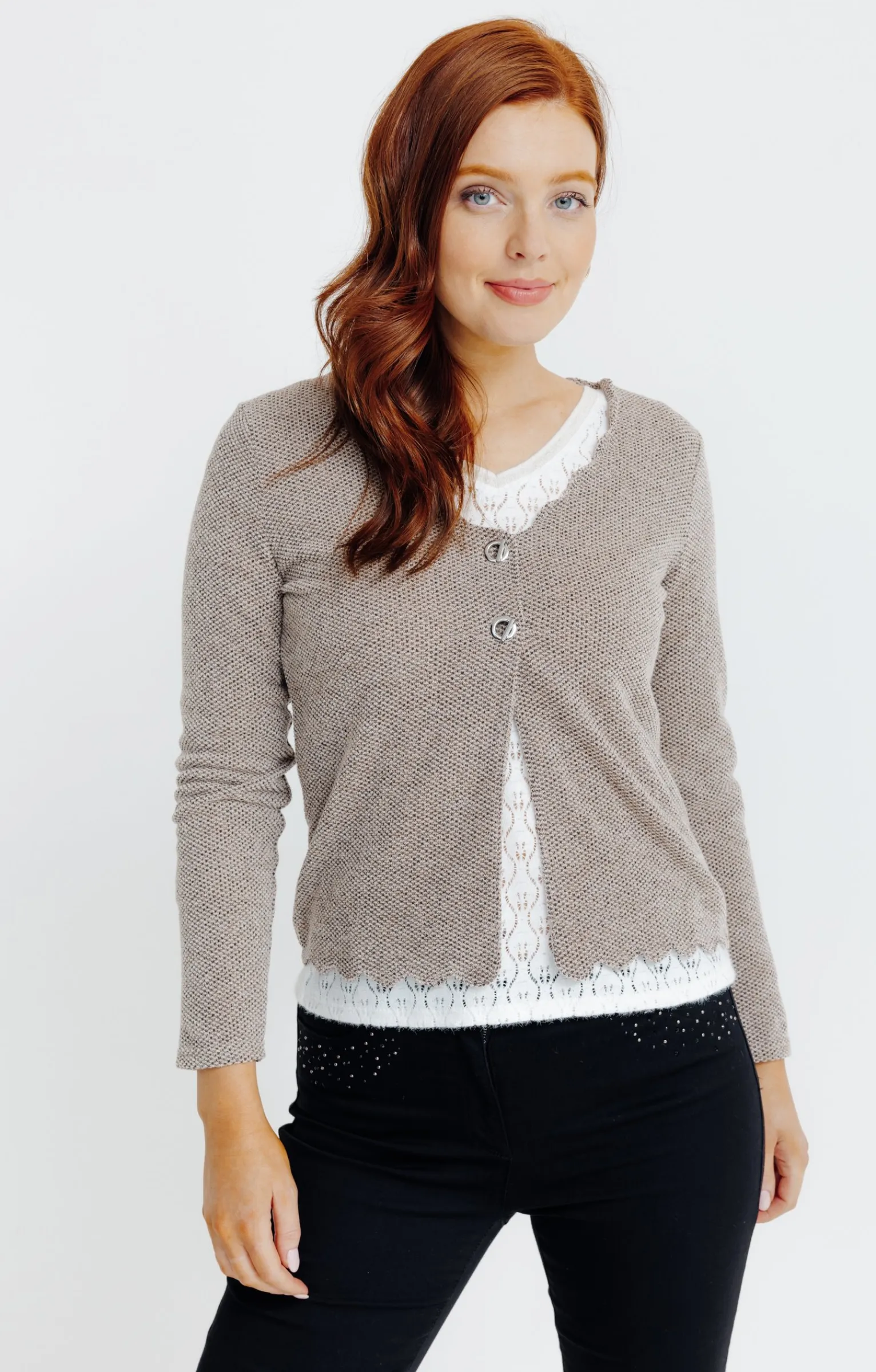 Pulls & Cardigans<Armand Thiery Cardigan festonné - Grège