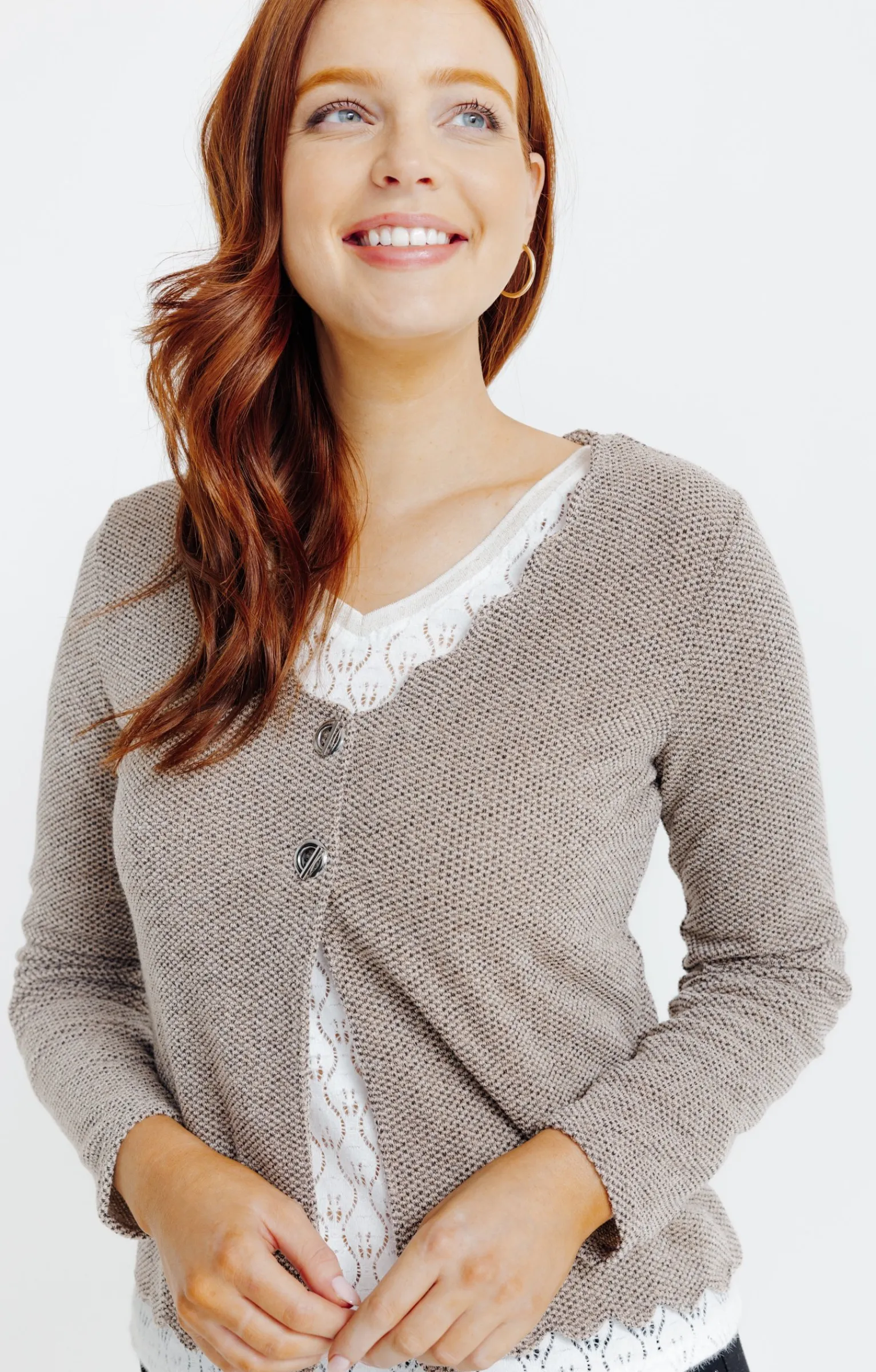 Pulls & Cardigans<Armand Thiery Cardigan festonné - Grège