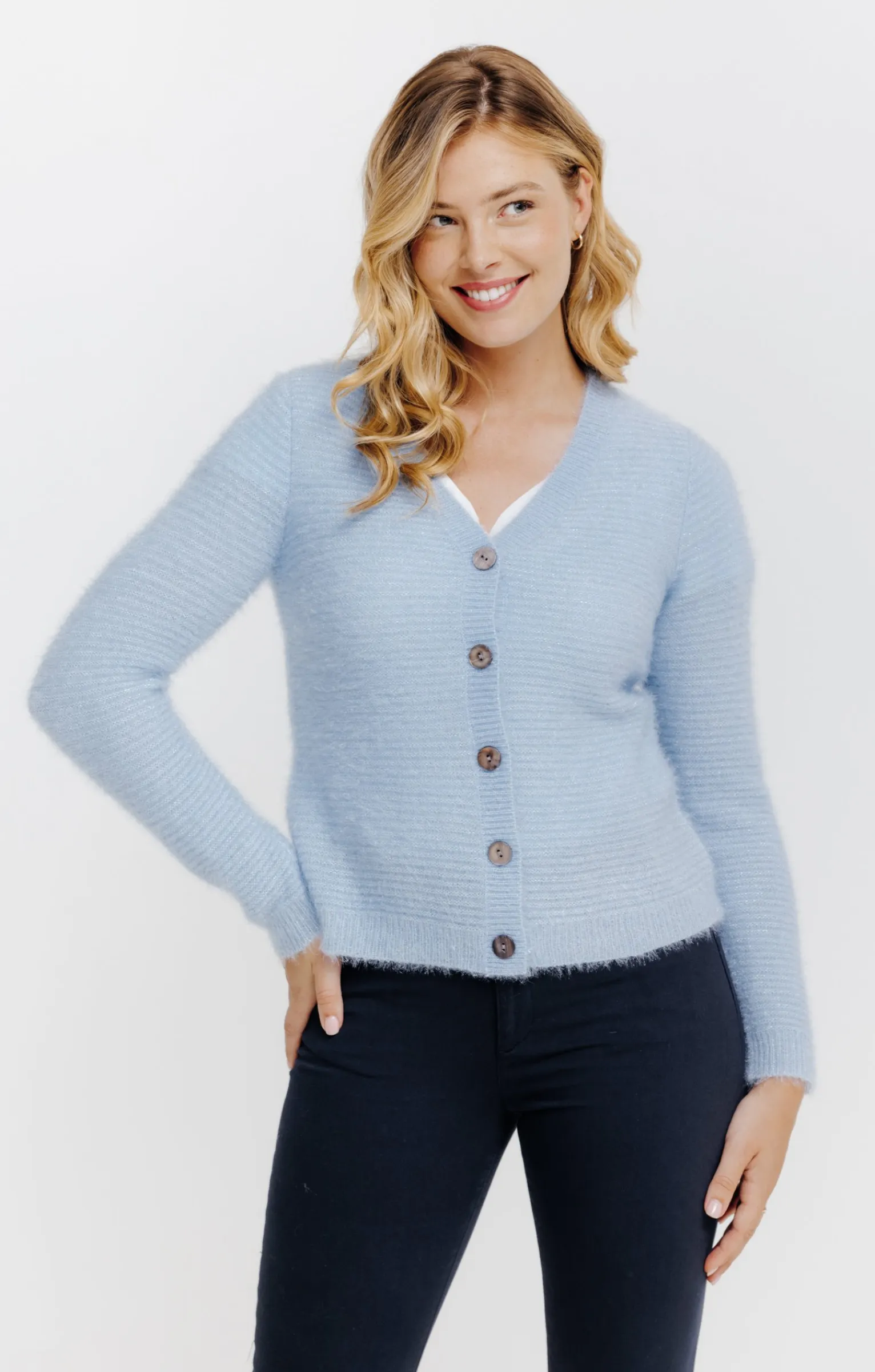Pulls & Cardigans<Armand Thiery Cardigan maille fluffy - Bleuciel