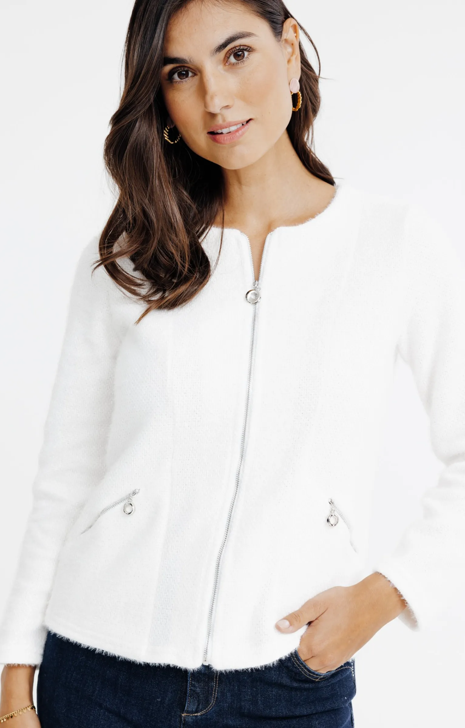 Pulls & Cardigans<Armand Thiery Cardigan matière fantaisie - Écru