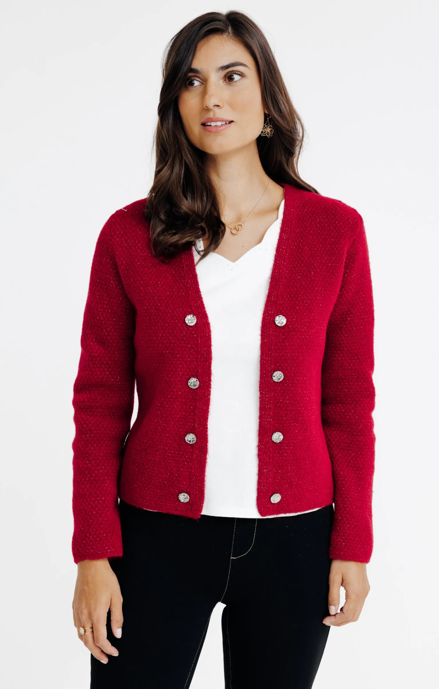 Pulls & Cardigans<Armand Thiery CARDIGAN POINT FANTAISIE - Rouge