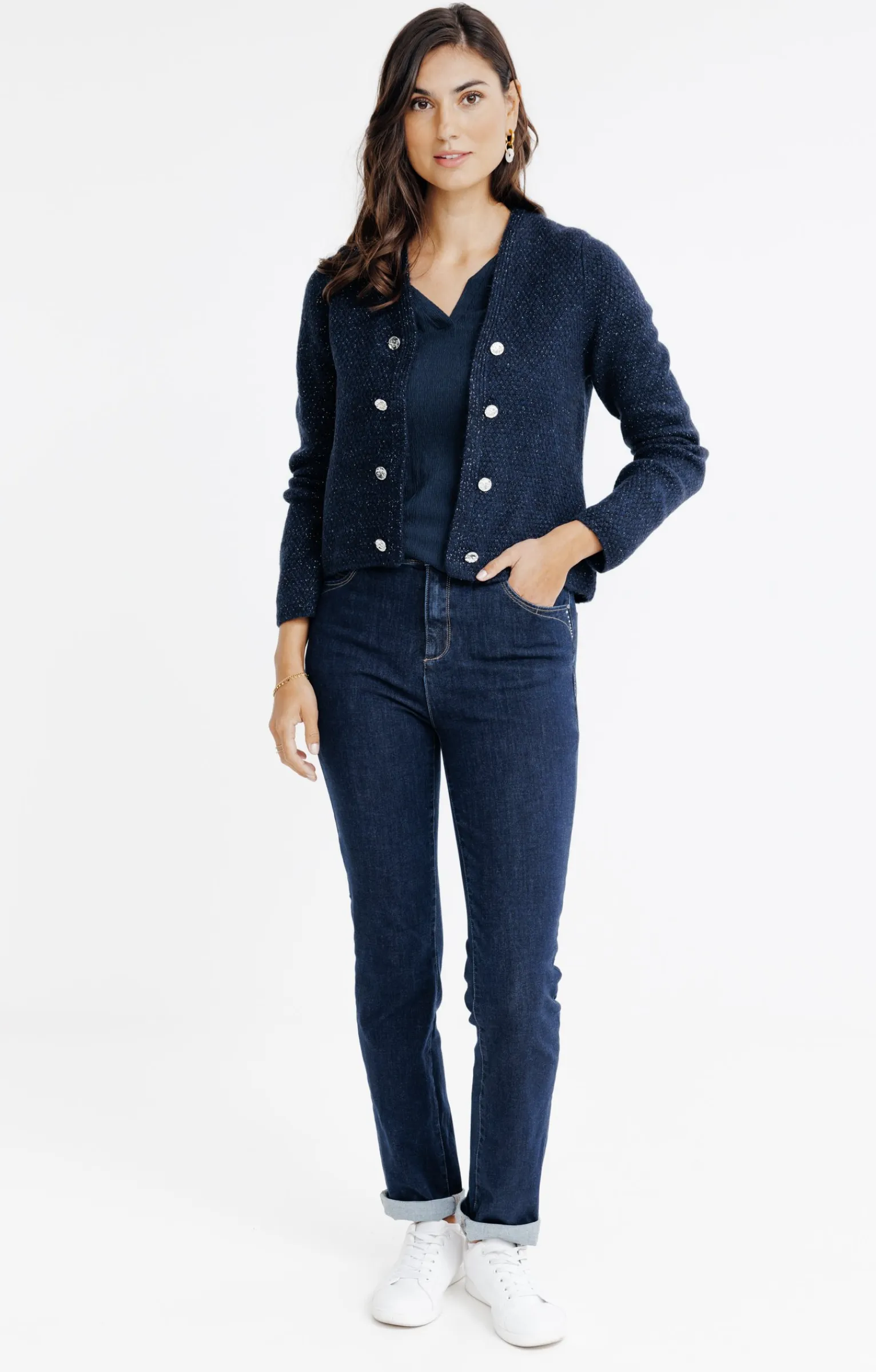 Pulls & Cardigans<Armand Thiery CARDIGAN POINT FANTAISIE - Marine