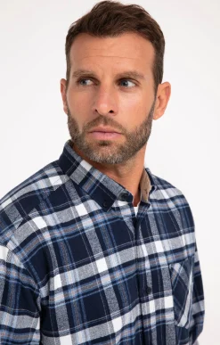 Chemises<Armand Thiery Chemise à carreaux en velours OCEAN - Marine