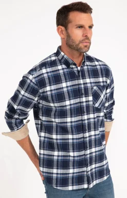 Chemises<Armand Thiery Chemise à carreaux en velours OCEAN - Marine