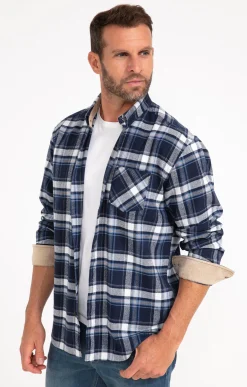 Chemises<Armand Thiery Chemise à carreaux en velours OCEAN - Marine