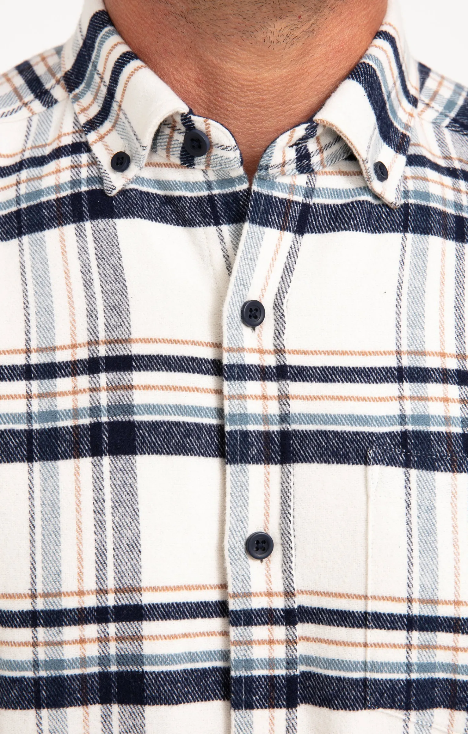Chemises<Armand Thiery Chemise à carreaux manches longues NESS - Blanc
