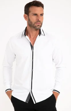 Chemises<Armand Thiery Chemise en satin uni manches longues - Blanc