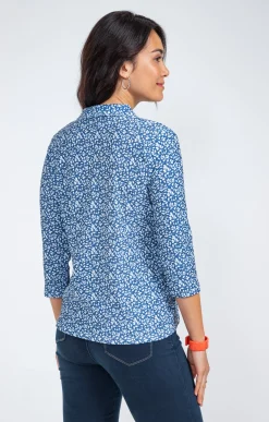 Tee-shirts<Armand Thiery Chemise imprimé petites feuilles - Bleu