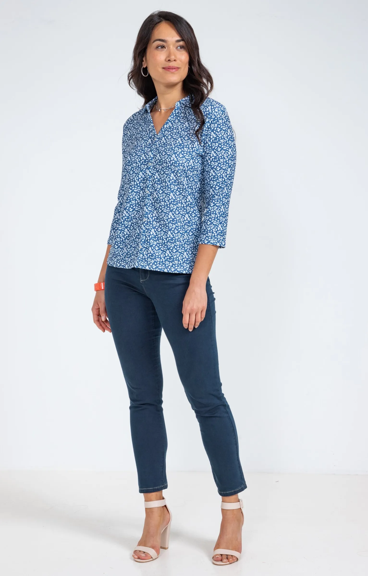 Tee-shirts<Armand Thiery Chemise imprimé petites feuilles - Bleu