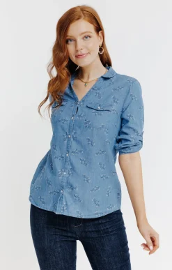 Chemisiers<Armand Thiery chemise imprimée coton-lyocell - Bleu