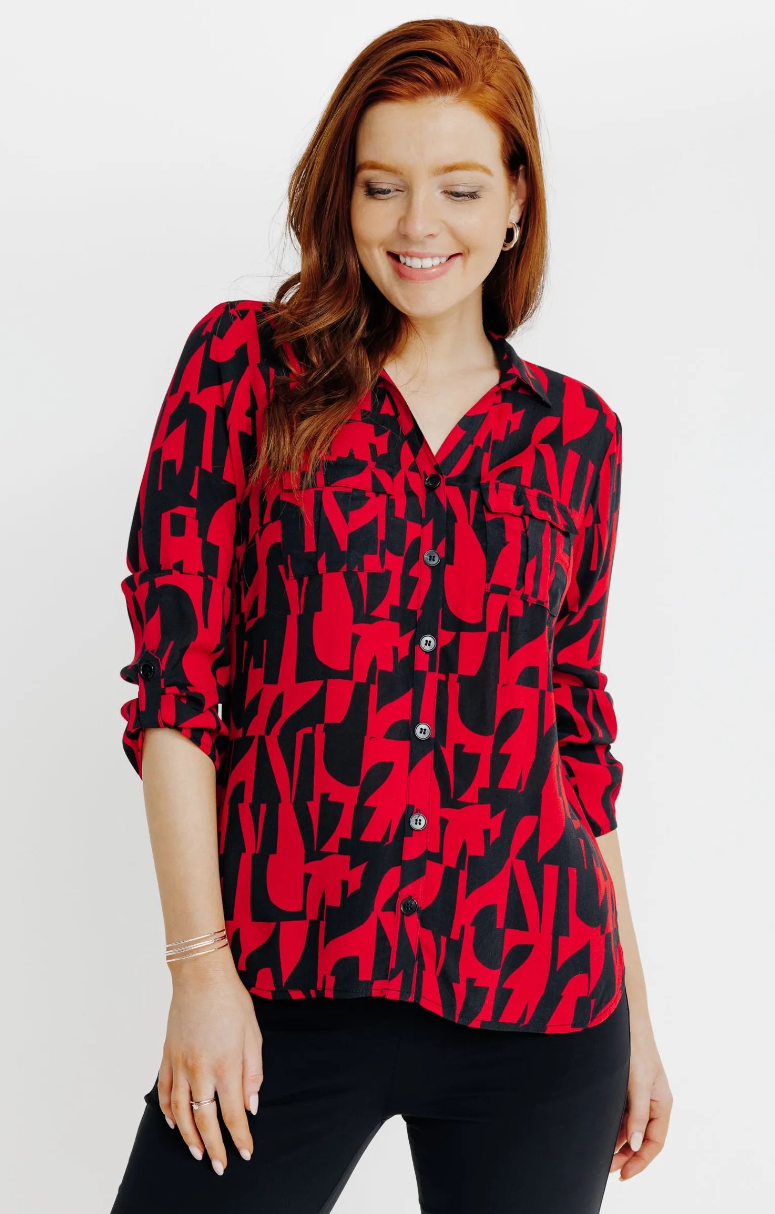 Chemisiers<Armand Thiery CHEMISE IMPRIME FEUILLAGE BICOLORE - Noir