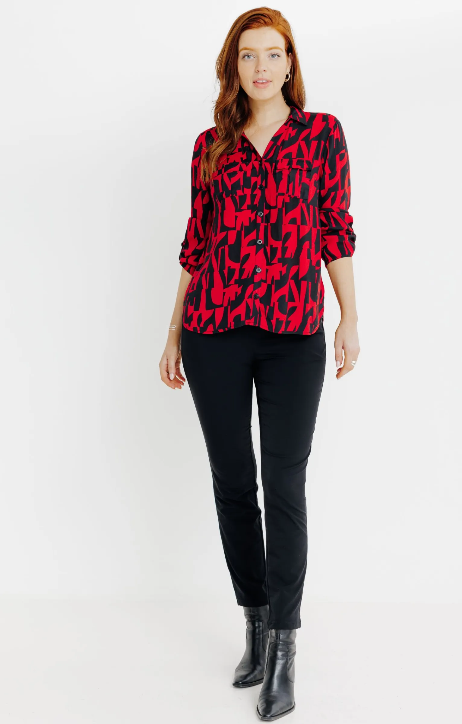 Chemisiers<Armand Thiery CHEMISE IMPRIME FEUILLAGE BICOLORE - Noir