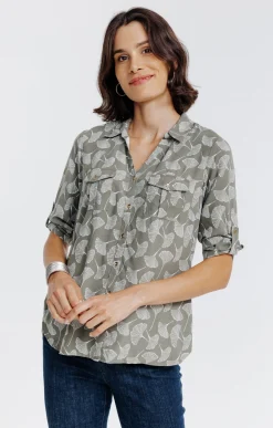 Chemisiers<Armand Thiery Chemise imprimée feuillage - Kakiclair