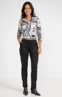 Chemisiers<Armand Thiery CHEMISE IMPRIME LUDIQUE NEWSPAPER - Noir