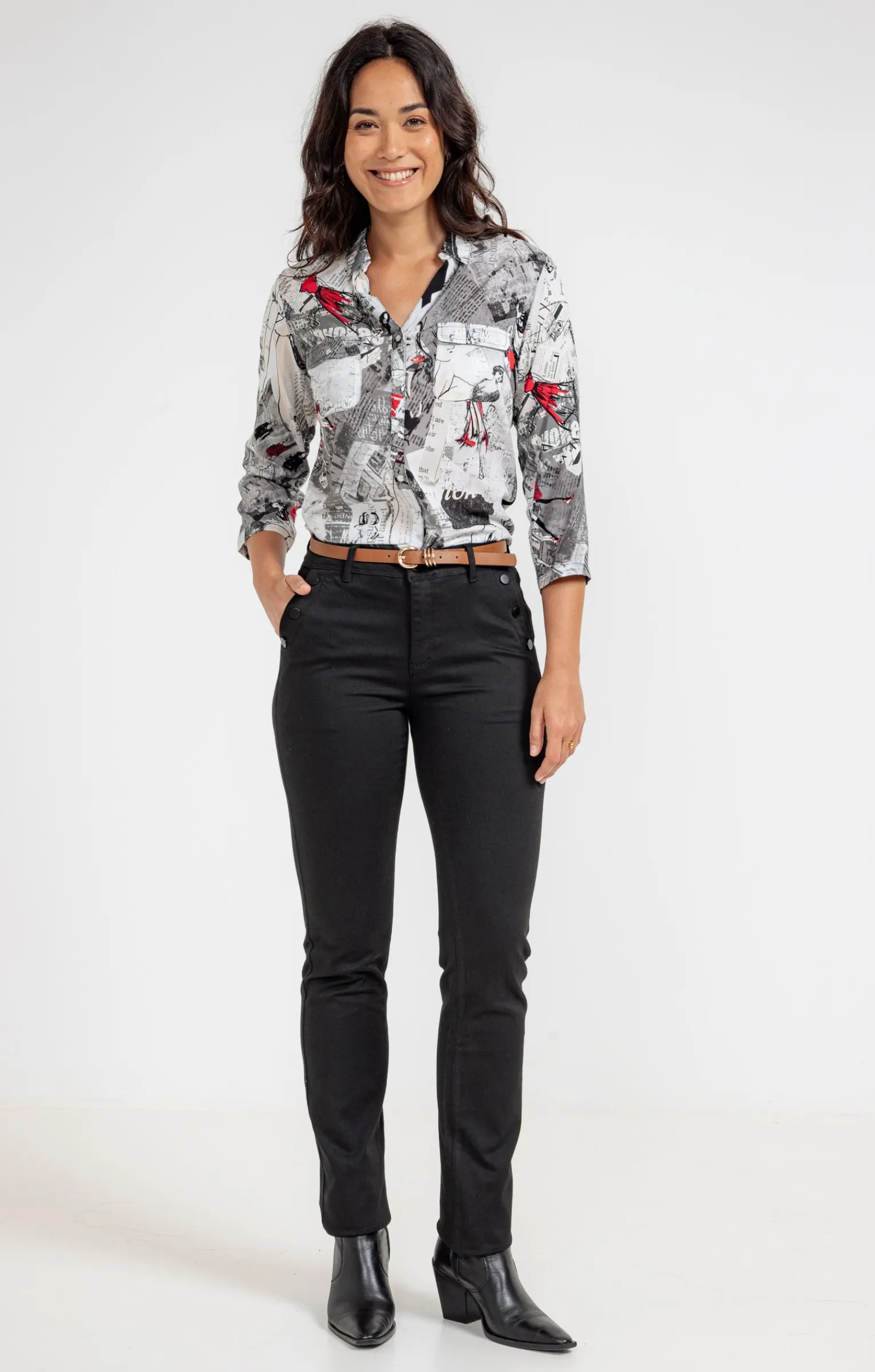 Chemisiers<Armand Thiery CHEMISE IMPRIME LUDIQUE NEWSPAPER - Noir