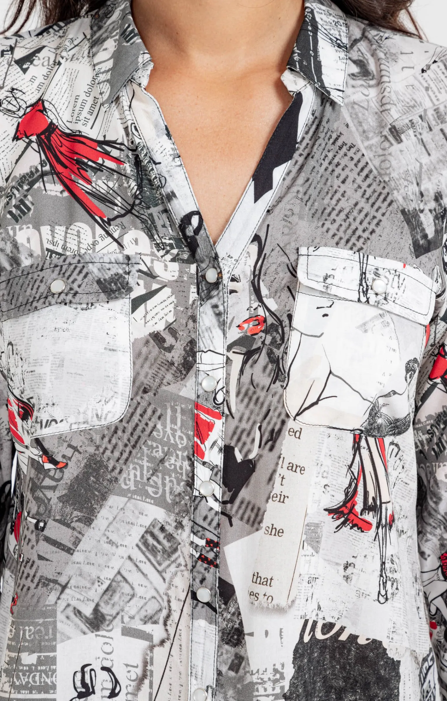 Chemisiers<Armand Thiery CHEMISE IMPRIME LUDIQUE NEWSPAPER - Noir