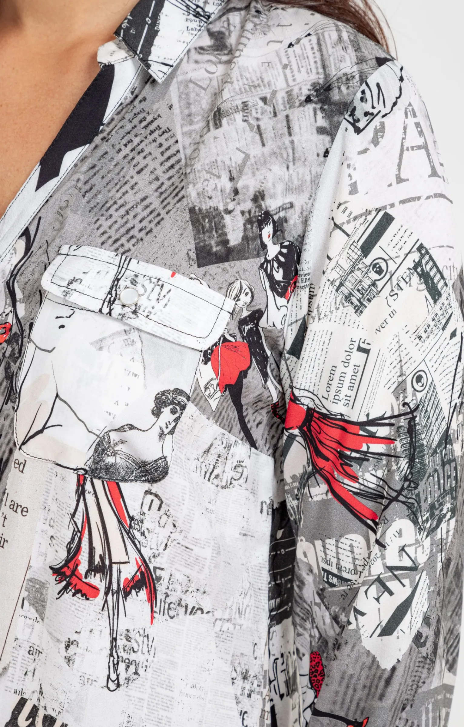 Chemisiers<Armand Thiery CHEMISE IMPRIME LUDIQUE NEWSPAPER - Noir