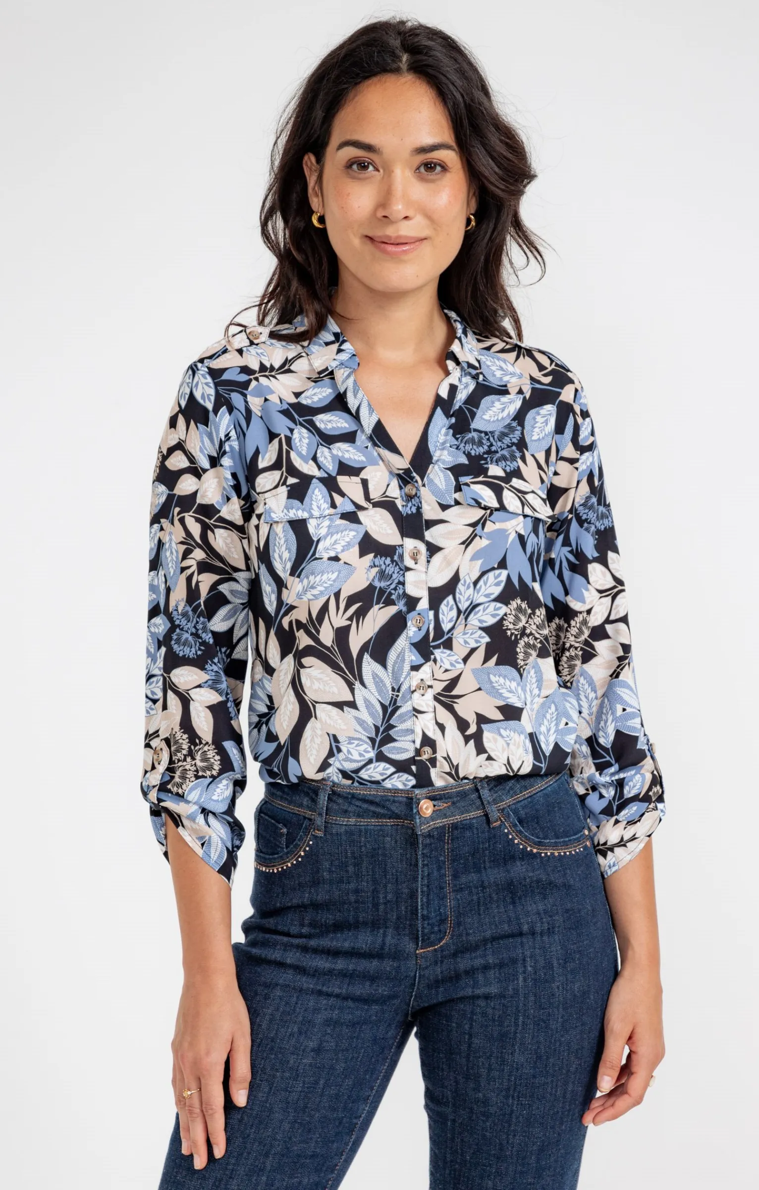 Chemisiers<Armand Thiery CHEMISE IMPRIME NATUREL AVEC POCHE - Noir