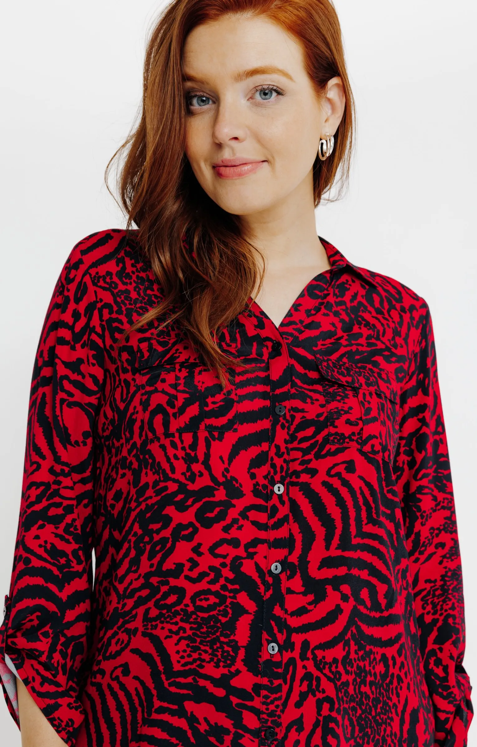 Chemisiers<Armand Thiery CHEMISE IMPRIME PEAU DE BETE BOUTONNEE - Rouge