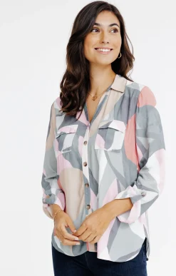 Chemisiers<Armand Thiery CHEMISE IMPRIMEE BOUTONNEE - Camel