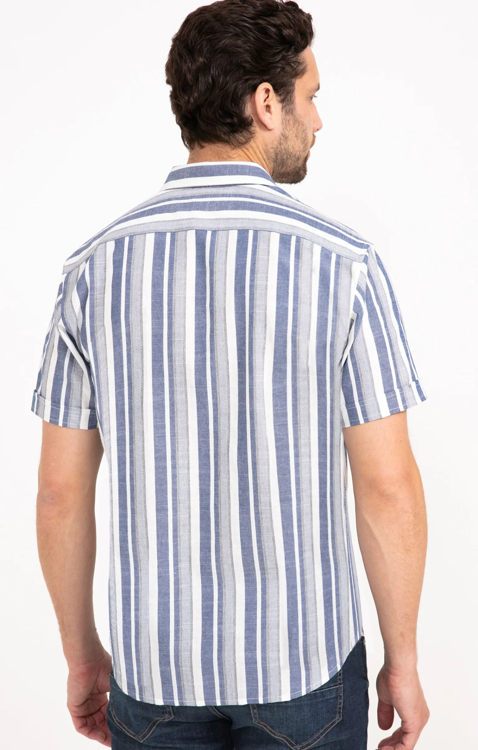Chemises<Armand Thiery Chemise manches courtes à rayures - Bleu