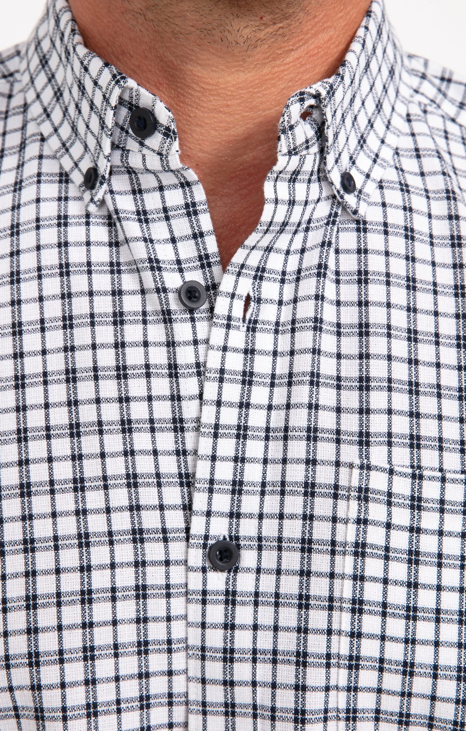 Chemises<Armand Thiery Chemise manches longues à carreaux DOBBY - Blanc