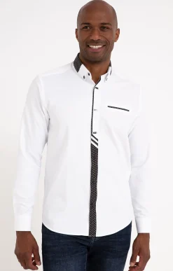 Chemises<Armand Thiery Chemise manches longues détails imprimés - Blanc