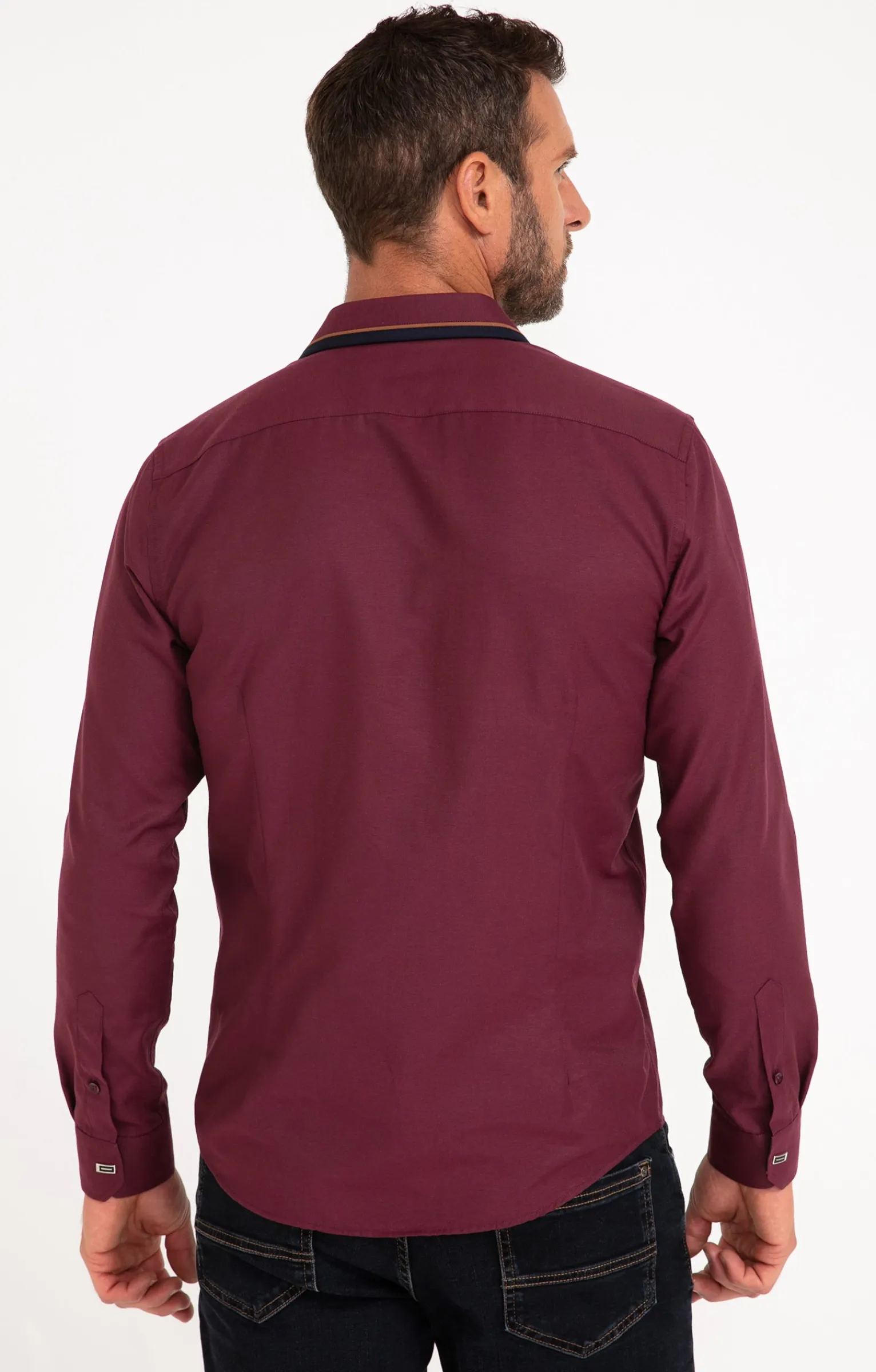 Chemises<Armand Thiery Chemise manches longues en satin grenat - Bordeaux
