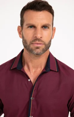 Chemises<Armand Thiery Chemise manches longues en satin grenat - Bordeaux