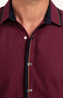 Chemises<Armand Thiery Chemise manches longues en satin grenat - Bordeaux