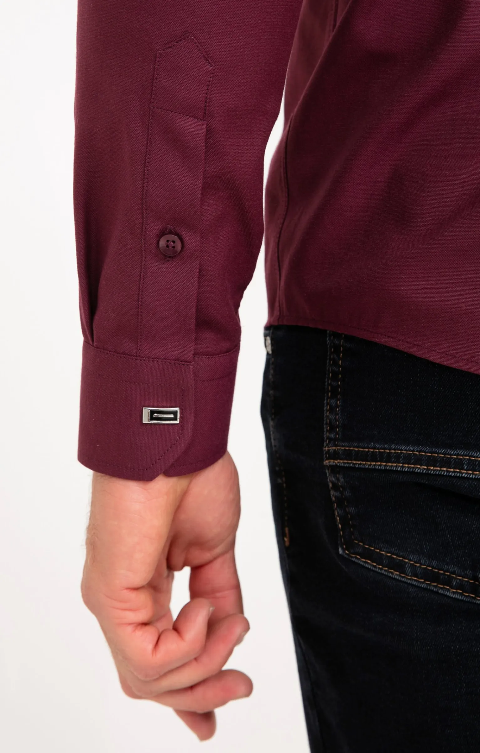 Chemises<Armand Thiery Chemise manches longues en satin grenat - Bordeaux