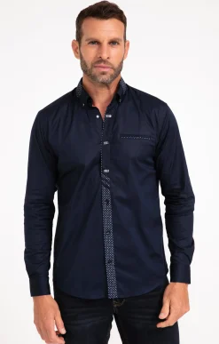 Chemises<Armand Thiery Chemise manches longues uni bleu - Marine