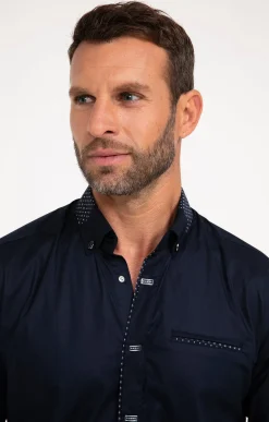 Chemises<Armand Thiery Chemise manches longues uni bleu - Marine