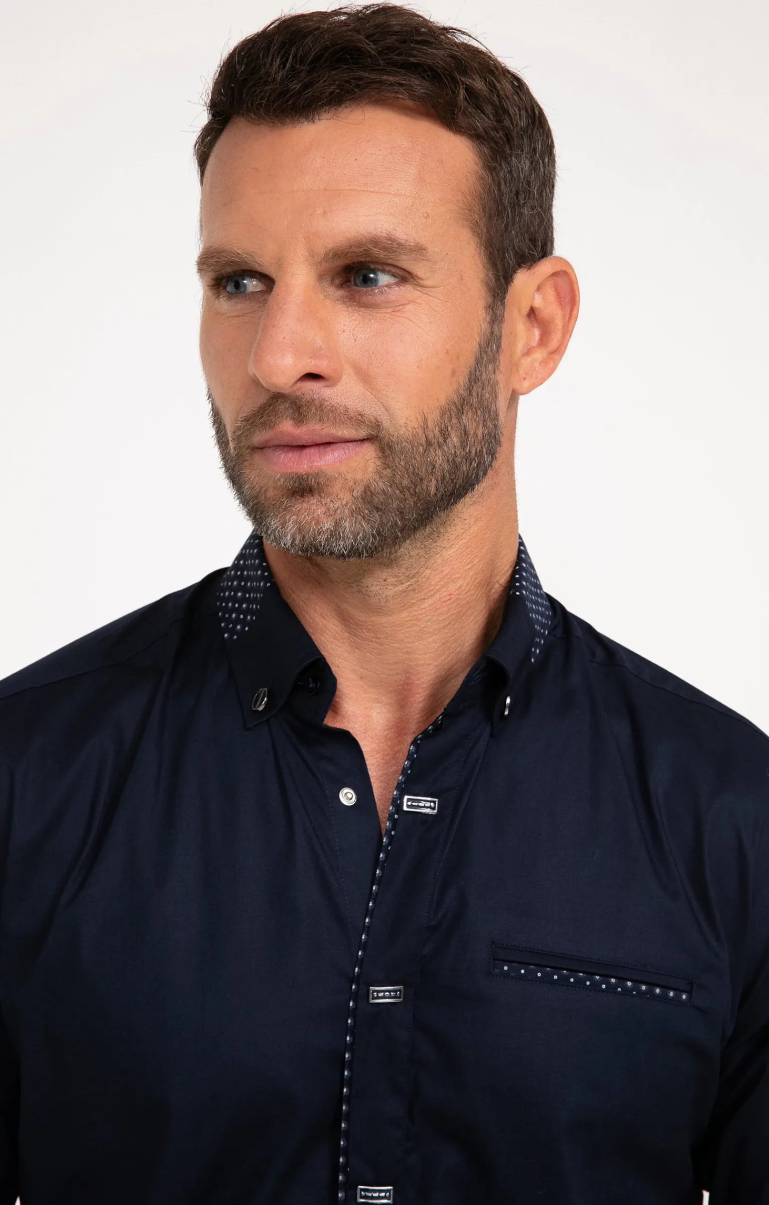 Chemises<Armand Thiery Chemise manches longues uni bleu - Marine