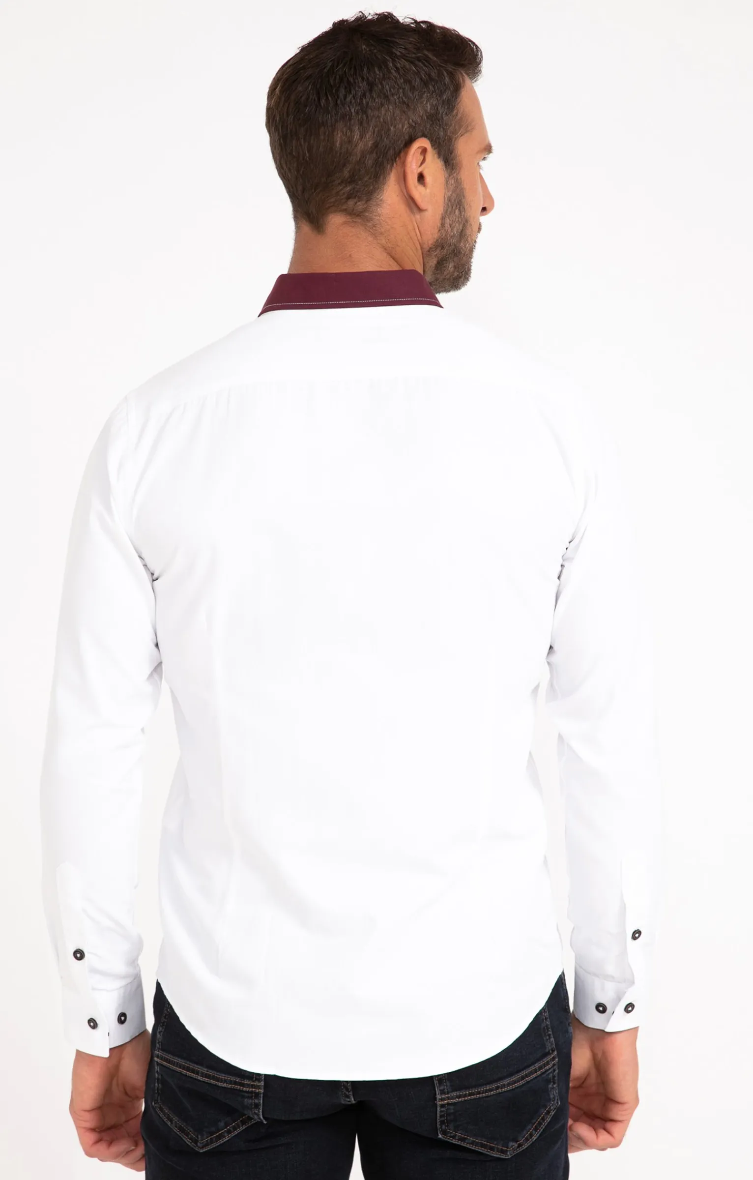 Chemises<Armand Thiery Chemise manches longues uni grenat - Blanc