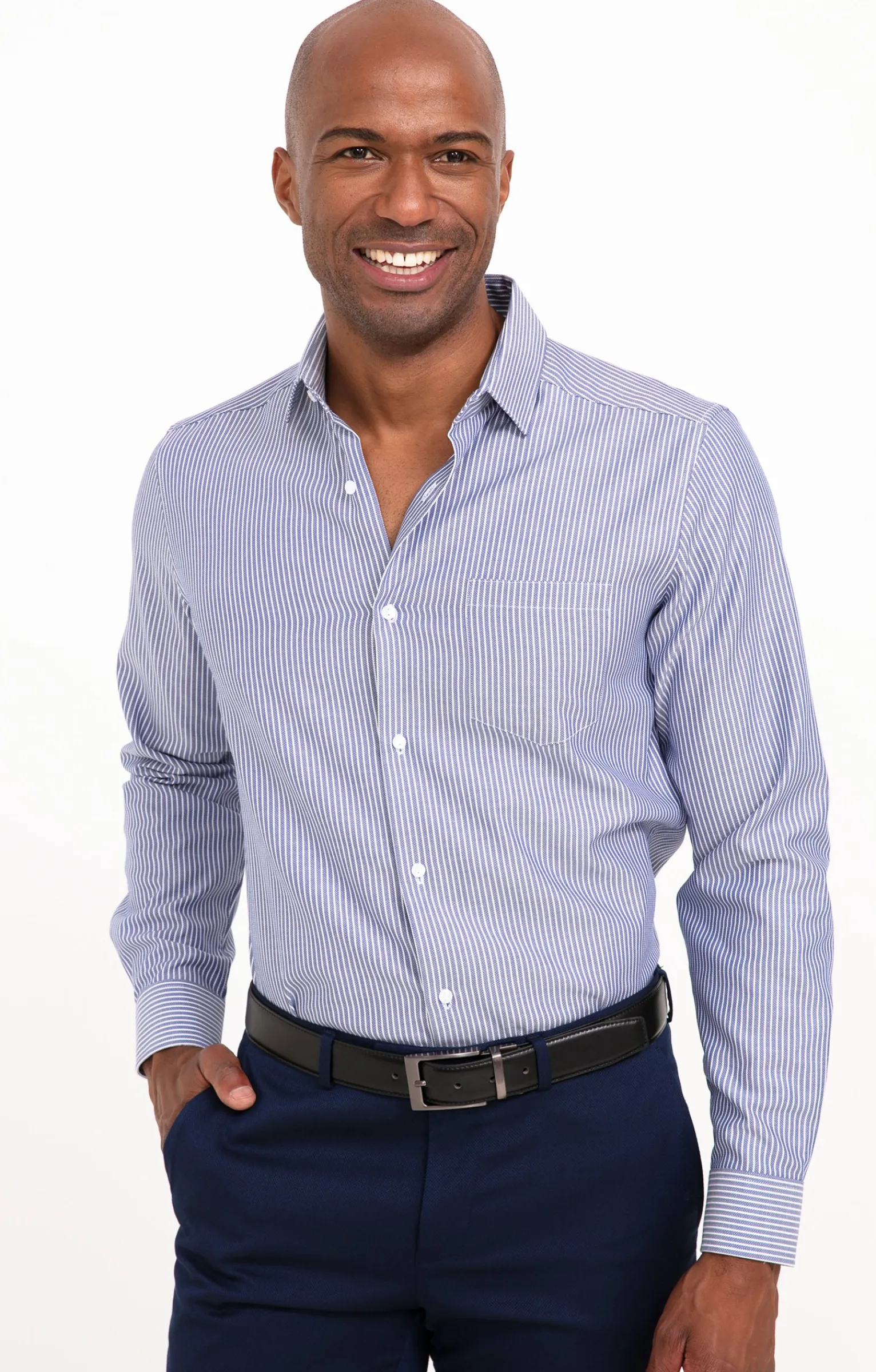 Chemises<Armand Thiery CHEMISE VILLE RAYCHEVRON AJUSTÉE - Bleuciel