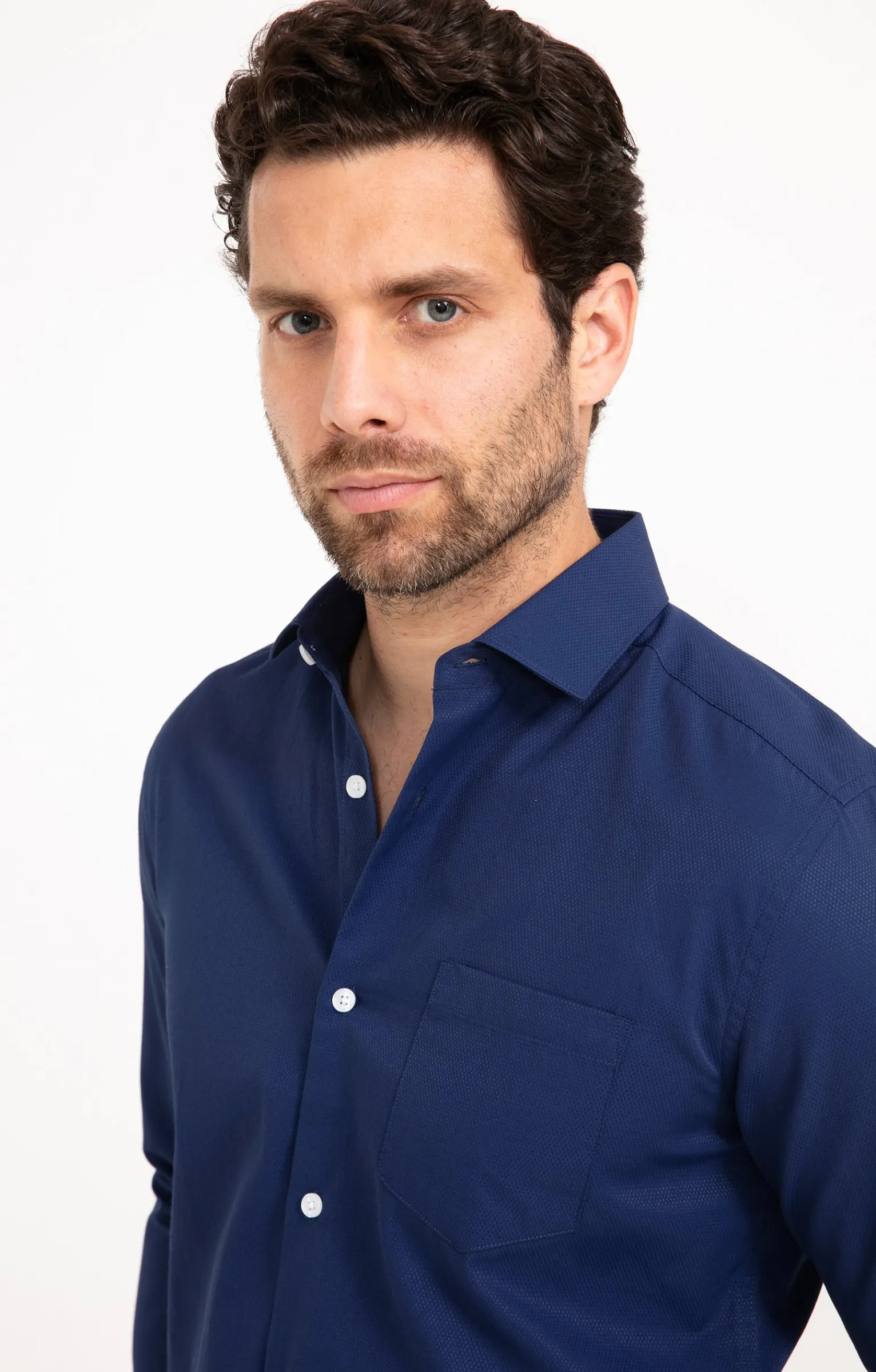 Chemises<Armand Thiery CHEMISE VILLE SHINYLOS AJUSTÉE - Marine