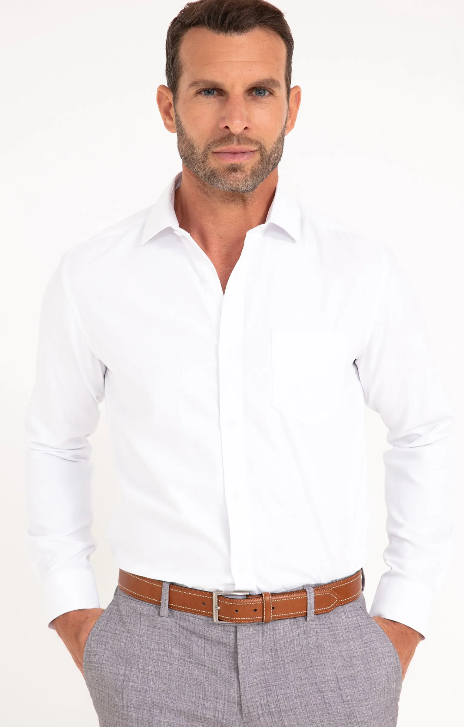 Chemises<Armand Thiery CHEMISE VILLE WHITEGRID AJUSTÉE - Blanc
