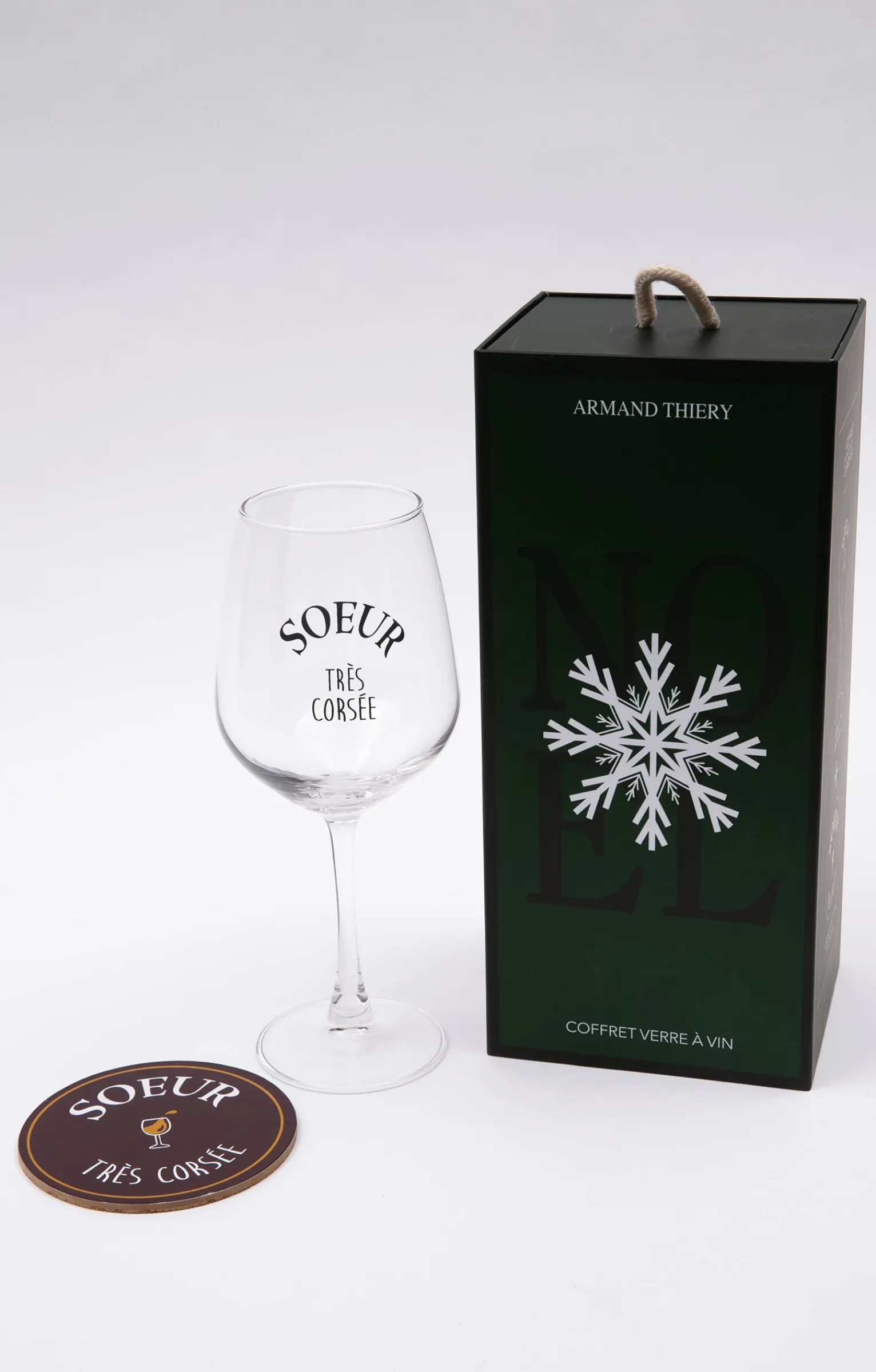 Accessoires<Armand Thiery Coffret verre et sous-verre Soeur - Bordeaux