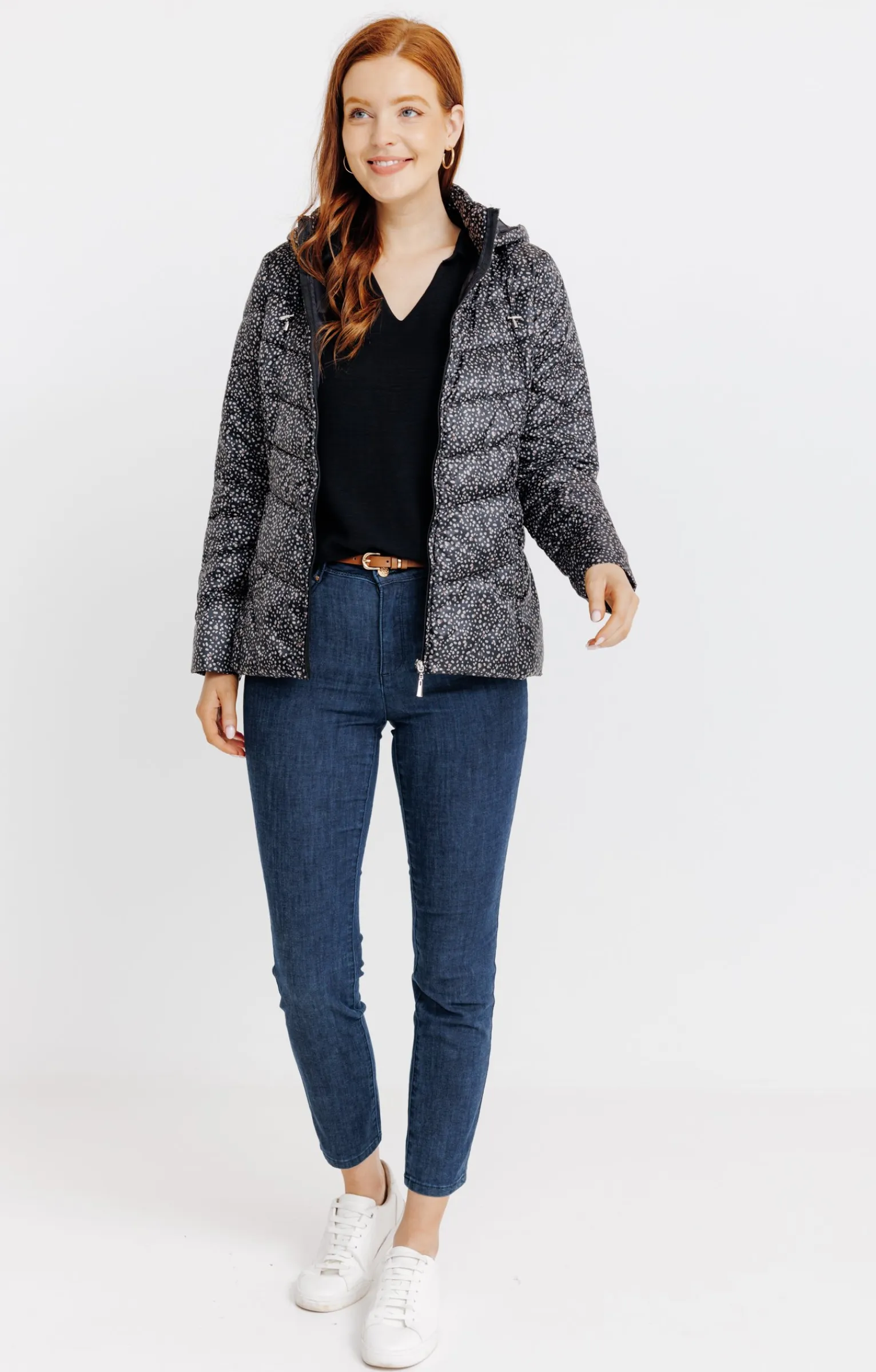 Impers & Parkas<Armand Thiery Doudoune courte imprimé fantaisie - Noir