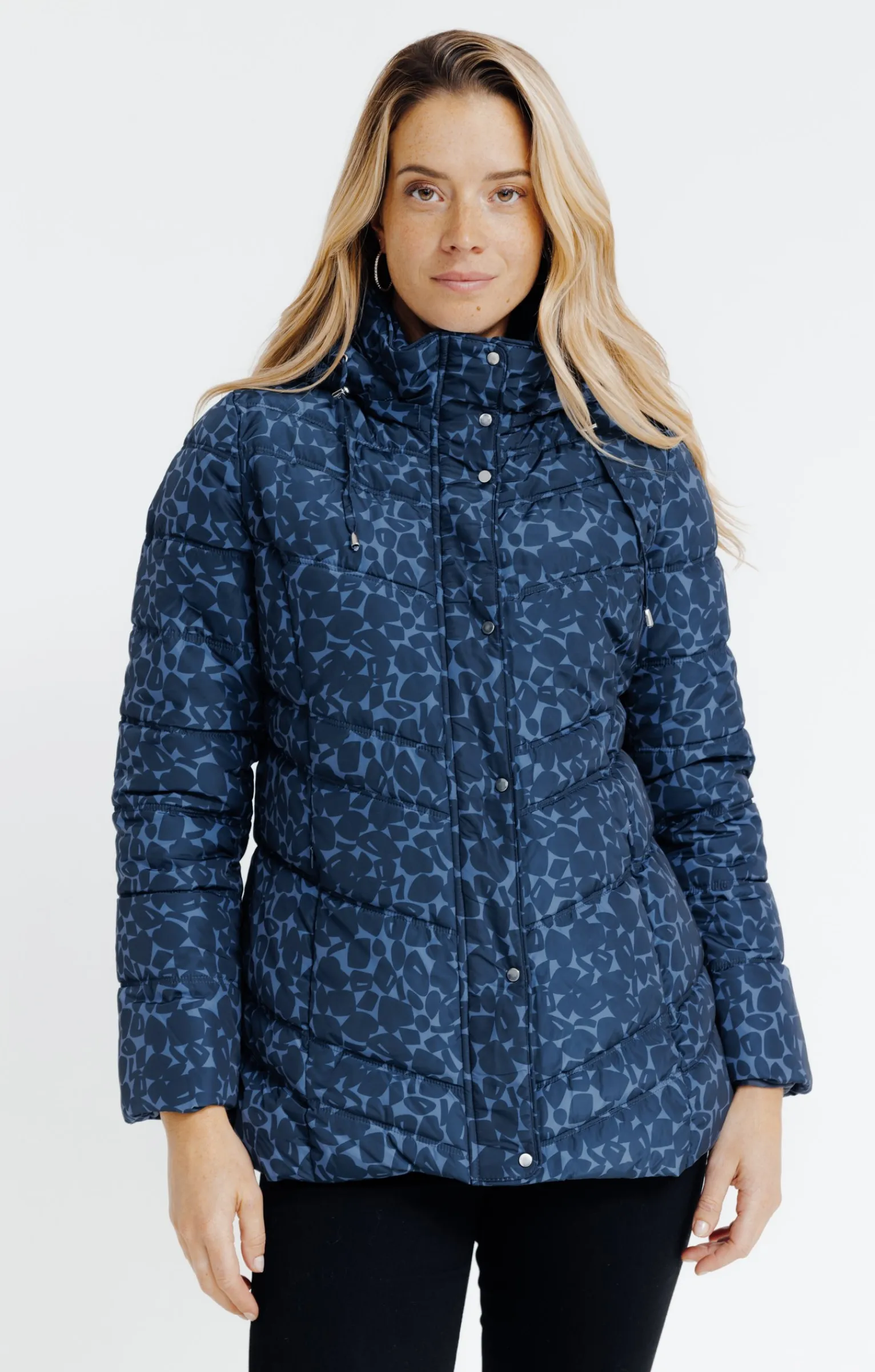 Impers & Parkas<Armand Thiery Doudoune imprimée col montant capuche - Bleu